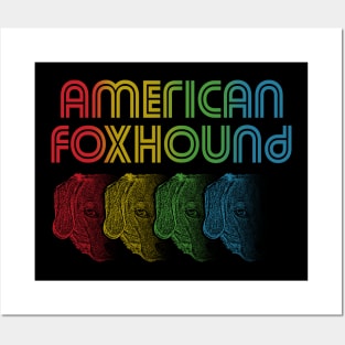 Cool Retro Groovy American Foxhound Dog Posters and Art